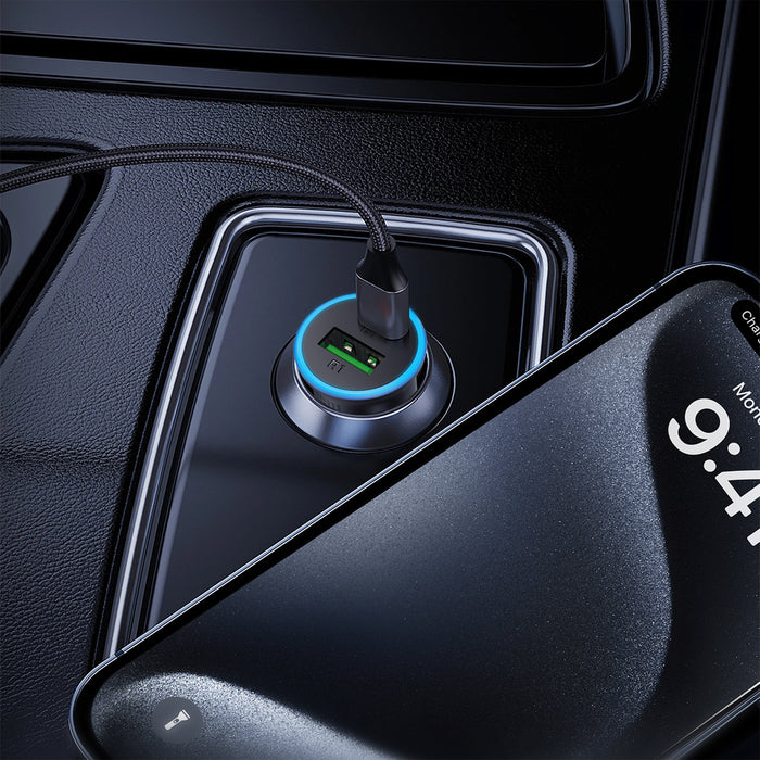 Зарядно за кола Acefast B15 65W USB-A + USB-C - сиво
