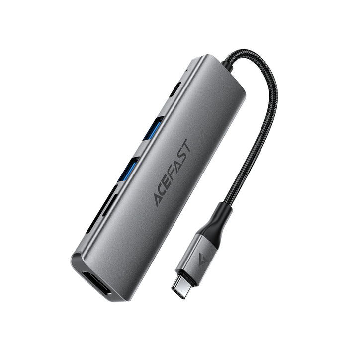 Докинг станция Acefast J18 USB Hub USB-C 6-в-1 HDMI 4K 60Hz PD90W - сив