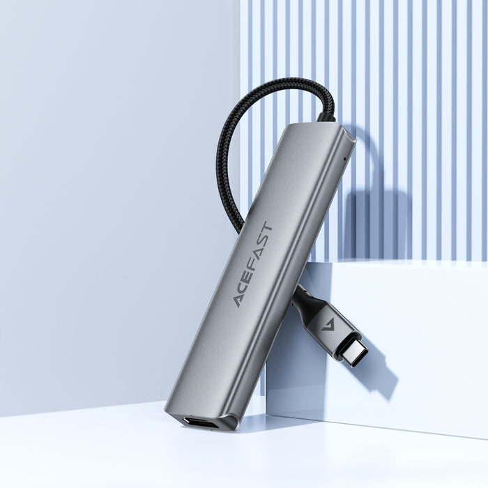 Acefast J16 USB Hub USB-C 5-в-1 HDMI 4K 60Hz PD90W Докинг станция - Сив