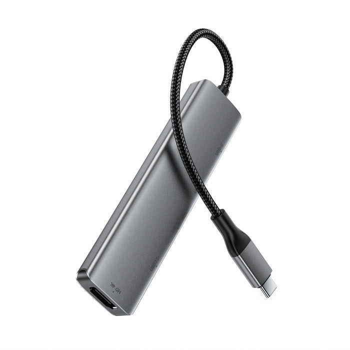 Acefast J16 USB Hub USB-C 5-в-1 HDMI 4K 60Hz PD90W Докинг станция - Сив