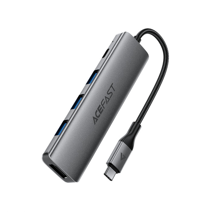 Acefast J16 USB Hub USB-C 5-в-1 HDMI 4K 60Hz PD90W Докинг станция - Сив