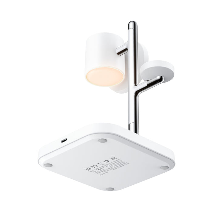 Безжично зарядно за бюро Acefast E39 Qi2.2 25W 4-в-1 за телефон, часовник и слушалки с нощна светлина - бяло