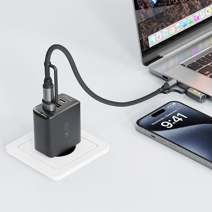 Acefast Кабел USB/USB-C към Type-C с адаптер за запалка, 1.2м
