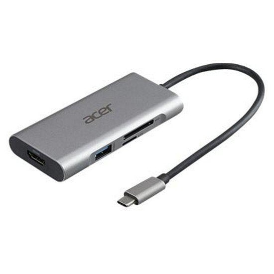 Acer 7in1 Type C ключ: 1 x HDMI, 3 x USB3.2, 1 x SD/TF, 1 x PD, до 5Gbps Скорост на предаване на данни