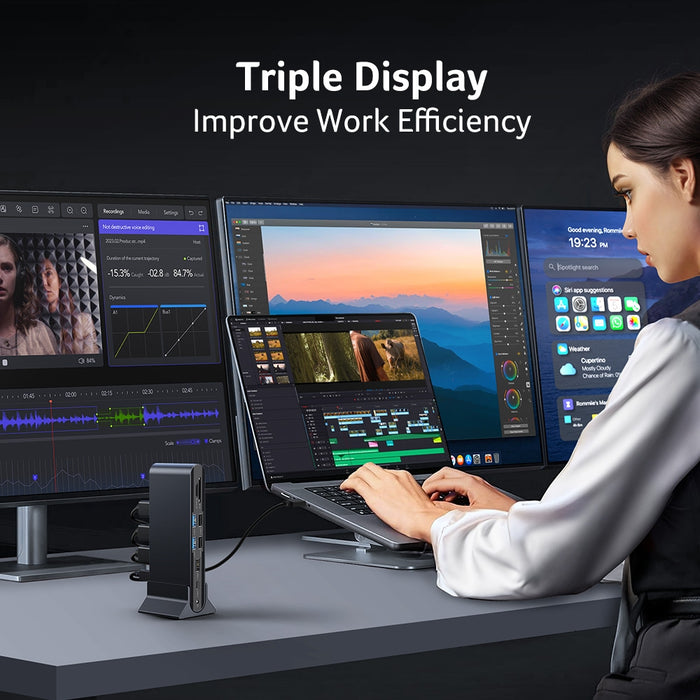 Универсална докинг станция Acer Type C 15в1, 2 x HDMI 4K@60Hz, 1 x DP 8k@30Hz, 5 x USB A, 1 x USB C, 1 x RJ45, 1x SD /Micro SD, 1 x TF, 1 x Аудио 3.5 мм жак, Windows, ChromeOS, macOS, Сив