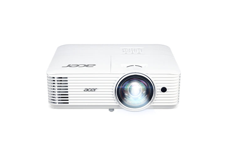 Проектор Acer H6518STi, DLP, късофокусен, 1080p (1920x1080), 3500 ANSI лумена, 10000:1, 3D ready, 2xHDMI, VGA вход, аудио вход/изход, DC изход (5V/1A, USB тип A), RS232, високоговорител 3W, бял + Acer T82-W01MW 82.5"