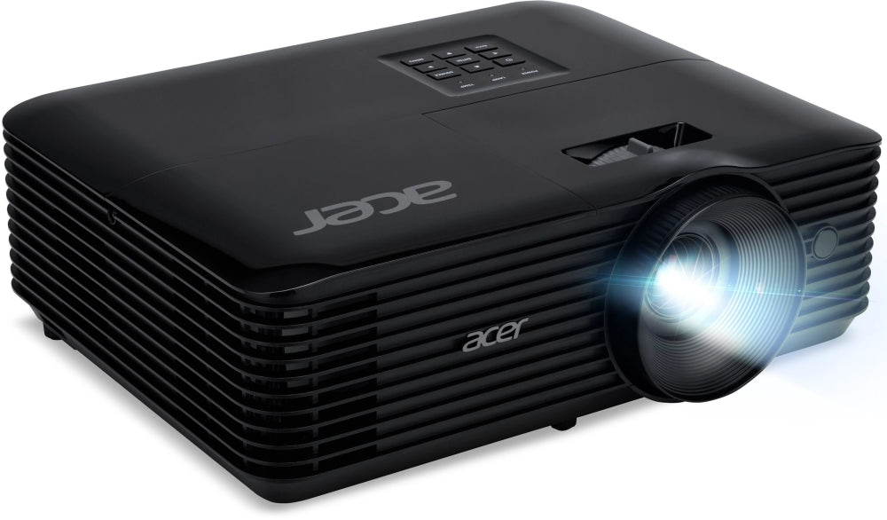 Проектор Acer X129H, DLP, XGA (1024x768), 4800 ANSI лумена, 20000:1, 3D, HDMI, VGA, RCA, аудио вход, DC изход (5V/2A, USB-A), високоговорител 3W, Bluelight Shield, LumiSense, 2,8 кг, черен