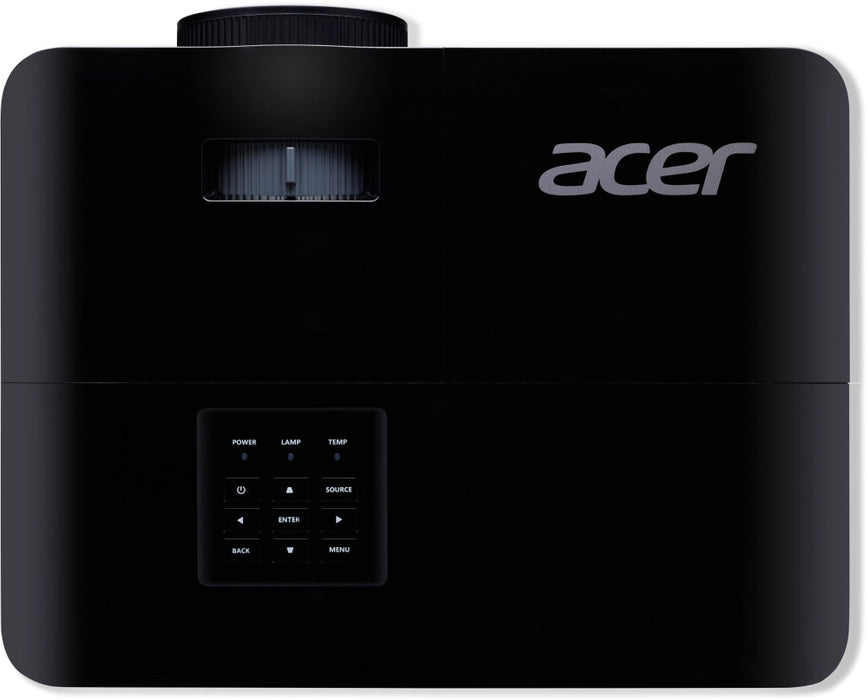 Проектор Acer X129H, DLP, XGA (1024x768), 4800 ANSI лумена, 20000:1, 3D, HDMI, VGA, RCA, аудио вход, DC изход (5V/2A, USB-A), високоговорител 3W, защита от синя светлина, LumiSense, 2.8 кг, черен