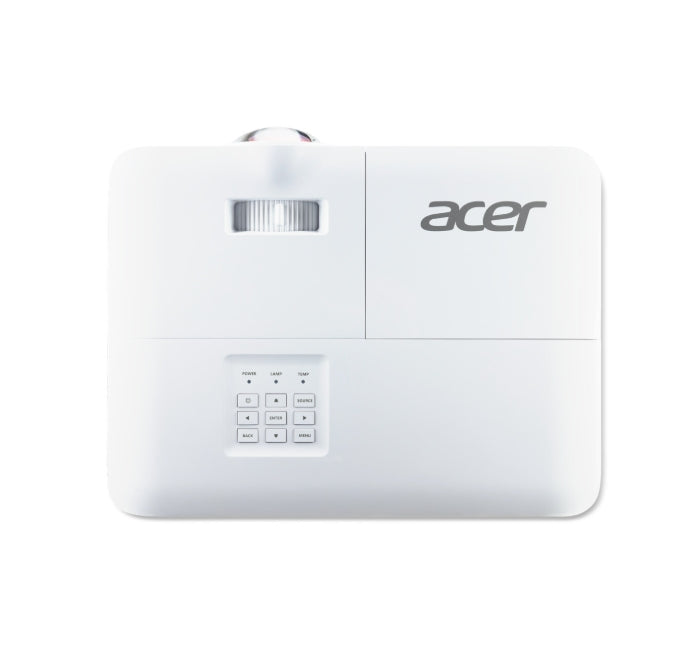 Проектор Acer S1387, DLP, късофокусен, WXGA (1280x800), 4000 ANSI лумена, 20 000:1 динамично черно, HDMI 3D Ready, 2" HDMI (1.4b), DC изход (5V/1A, USB-A), RS232, високоговорител 16W, защита от синя светлина, 3.1 кг, 3 години, бял