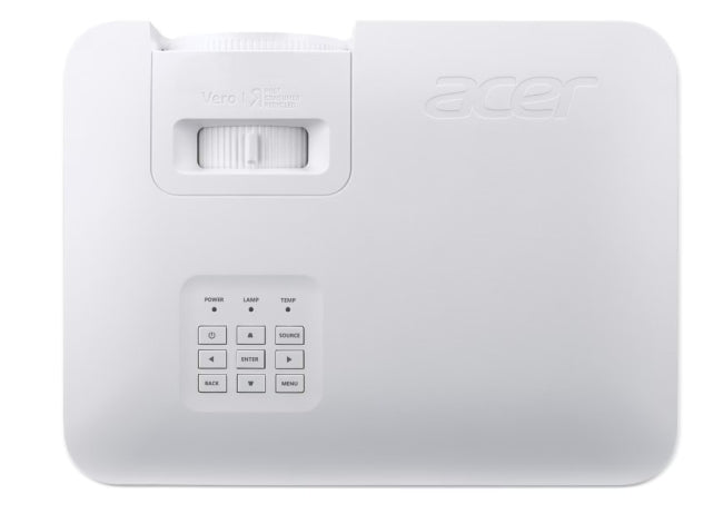 Проектор Acer Vero XL2320p, DLP, Лазерен, WXGA (1280x800), 4000 ANSI лумена, 3 500 000:1, 1.1x, Динамично черно, HDMI 1.4 x 2, DC изход (5V/1.5A, USB-A), RS232, Високоговорител 15W, Живот на лазера до 30 000 часа, 2.9 кг, Чанта, Бял