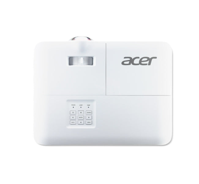 Проектор Acer S1287n, DLP, късофокусен 0.6", XGA (1024x768), 4000 ANSI Lum, 20 000:1, 1x Zoom, 2x HDMI (1.4b), компонентно видео (D-sub), PC Audio 3.5mm, RCA, DC изход (5V/1A, USB-A), RG-45, RS232, високоговорител 16W, 3.1 kg, 3Y, бял