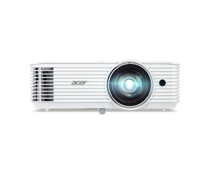 Проектор Acer S1287n, DLP, късофокусен 0.6", XGA (1024x768), 4000 ANSI Lum, 20 000:1, 1x Zoom, 2x HDMI (1.4b), компонентно видео (D-sub), PC Audio 3.5mm, RCA, DC изход (5V/1A, USB-A), RG-45, RS232, високоговорител 16W, 3.1 kg, 3Y, бял