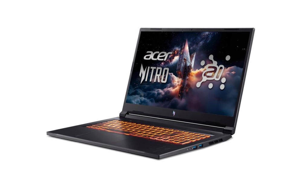 Acer Nitro V17, NG-ANV17-41-R14D, AMD Ryzen R7 260 AI (до 5.1GHz, 16MB), 17.3" FHD(1920x1080) IPS 144Hz, 1*16GB DDR5 (1 свободен слот), 1024GB PCIe NVMe SSD, NVIDIA GeForce RTX 4050 6GB GDDR6, Wi-Fi AX, BT, Win 11 Home, черен