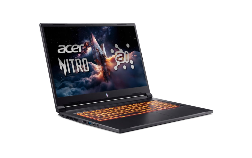 Acer Nitro V17, NG-ANV17-41-R14D, AMD Ryzen R7 260 AI (до 5.1GHz, 16MB), 17.3" FHD(1920x1080) IPS 144Hz, 1*16GB DDR5 (1 свободен слот), 1024GB PCIe NVMe SSD, NVIDIA GeForce RTX 4050 6GB GDDR6, Wi-Fi AX, BT, Win 11 Home, черен