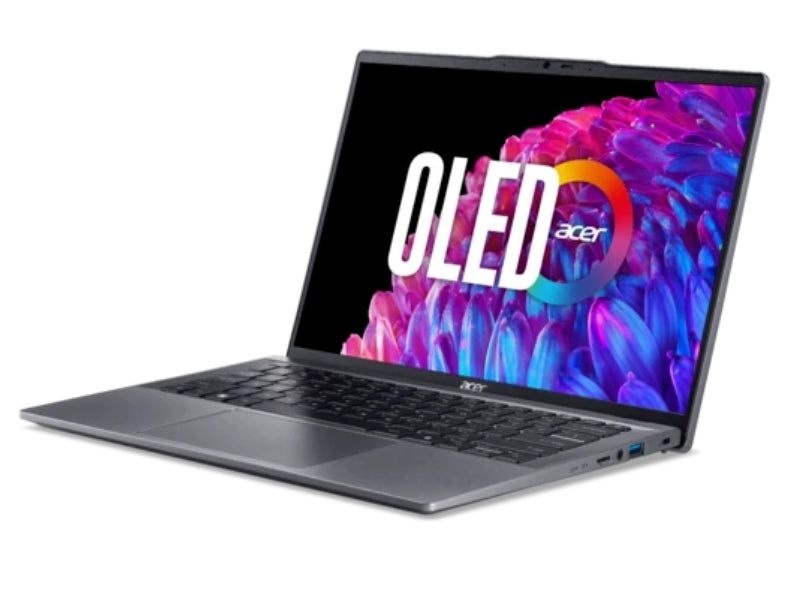 Acer SFG14-63-R1DP, AMD Ryzen 7 8845HS (до 5.1GHz, 16MB), 14'' CineCrystal OLED WQ2.8K 90Hz (2880 x 1800), AMD Radeon Graphics, 16GB LPDDR5 вградена памет, 512GB SSD NVMe, 50Wh, WIFI6E+BT 5.3, QHD камера, MicroSD четец, Win 11 Home, подсветка на клавиатур