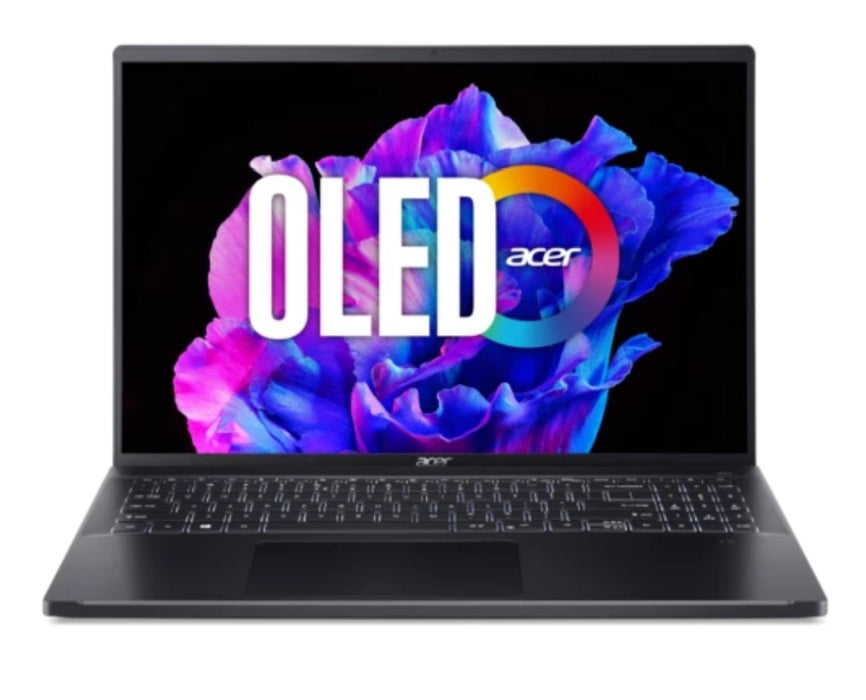 Acer SFG16-71-74R0, Intel Core i7-13620H (до 4.9GHz, 24MB), 16" CineCrystal 3,2K OLED 120Hz, 16 GB LPDDR5 RAM OB, SSD 1000GB PCIe Gen4, Intel UHD, WIFI6E+BT 5.2, Micro SD, FPR, без кирилица, QHD камера, Win 11 Home 64 bit, ледено черен