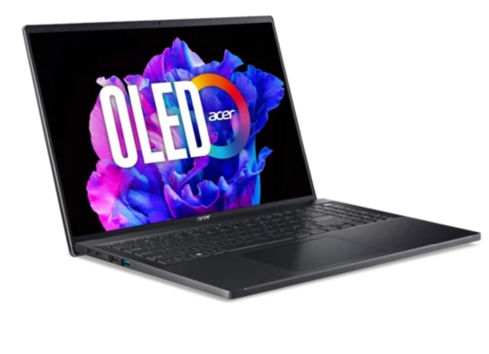 Acer SFG16-71-74R0, Intel Core i7-13620H (до 4.9GHz, 24MB), 16" CineCrystal 3,2K OLED 120Hz, 16 GB LPDDR5 RAM OB, SSD 1000GB PCIe Gen4, Intel UHD, WIFI6E+BT 5.2, Micro SD, FPR, без кирилица, QHD камера, Win 11 Home 64 bit, ледено черен