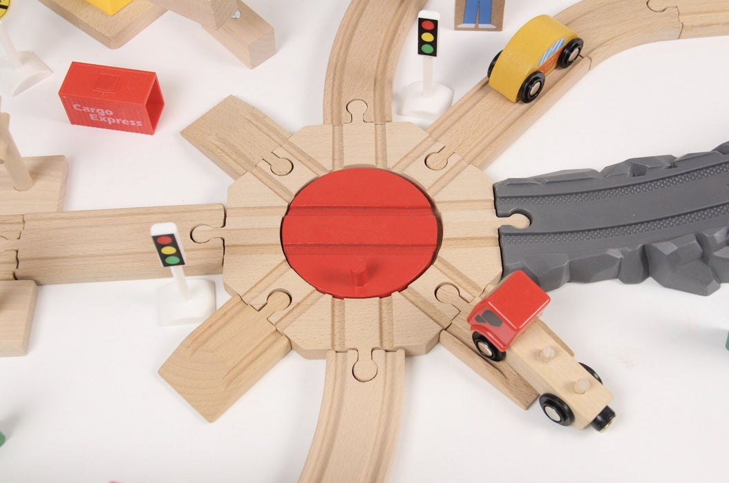 Игрален комплект Acool Toy - Влакче с релси с кръстовище, 130 части