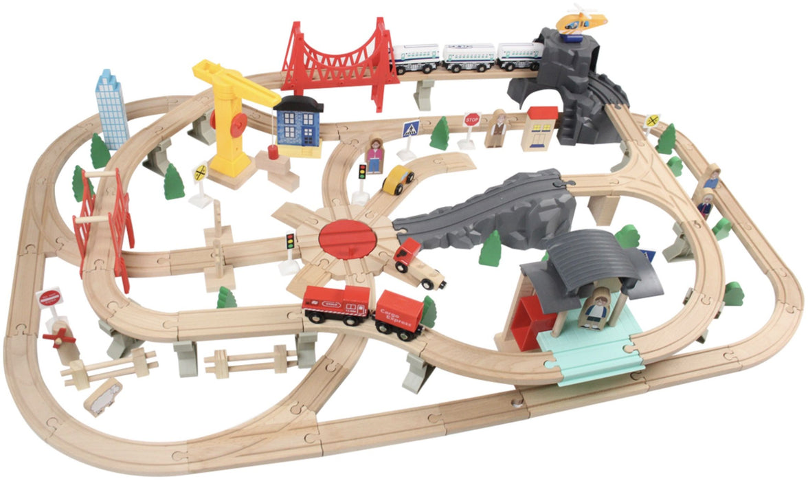 Игрален комплект Acool Toy - Влакче с релси с кръстовище, 130 части