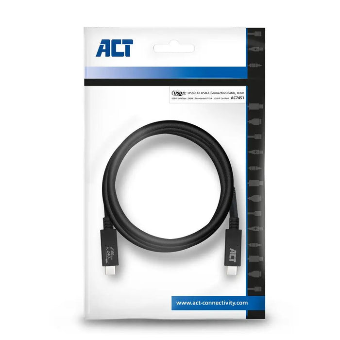 ACT Кабел USB-C - USB-C 0.8 м / USB4 40Gbps 240W