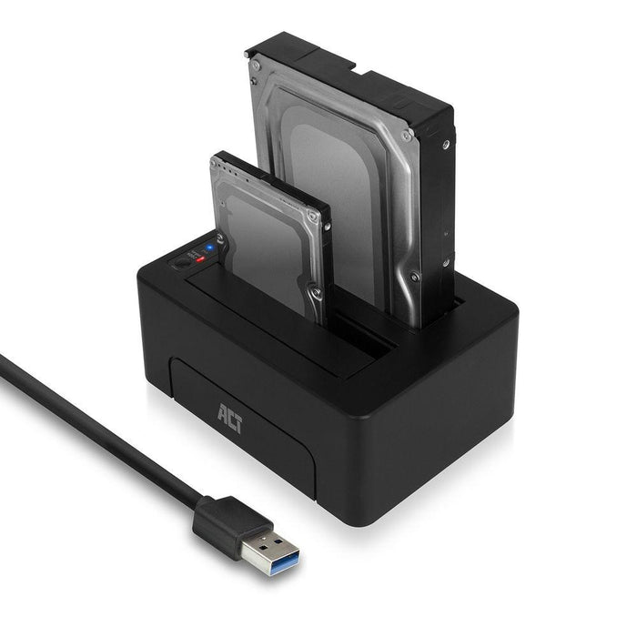 ACT Докинг стейшън AC1504, USB 3.1 Gen1 за 3.5"/2.5" HDD/SSD черен