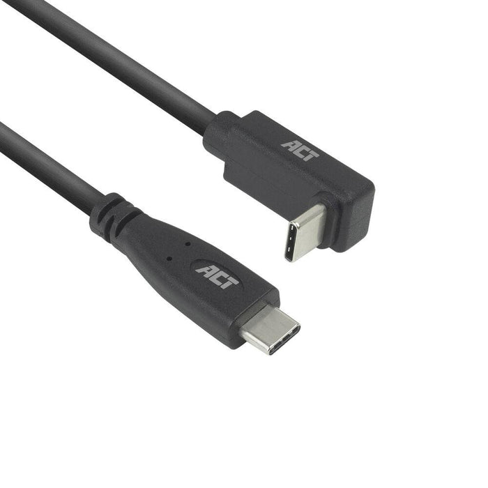 ACT Кабел USB-C - USB-C, 10Gbps, 60W, 0.5 м, конектори - 1x прав и 1x на 90&deg; up/down angled
