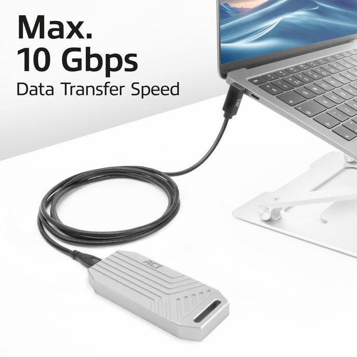 ACT Кабел USB-C - USB-C, 10Gbps, 60W, 1 м, конектори - 1 x прав и 1 x на 90&deg; up/down angled