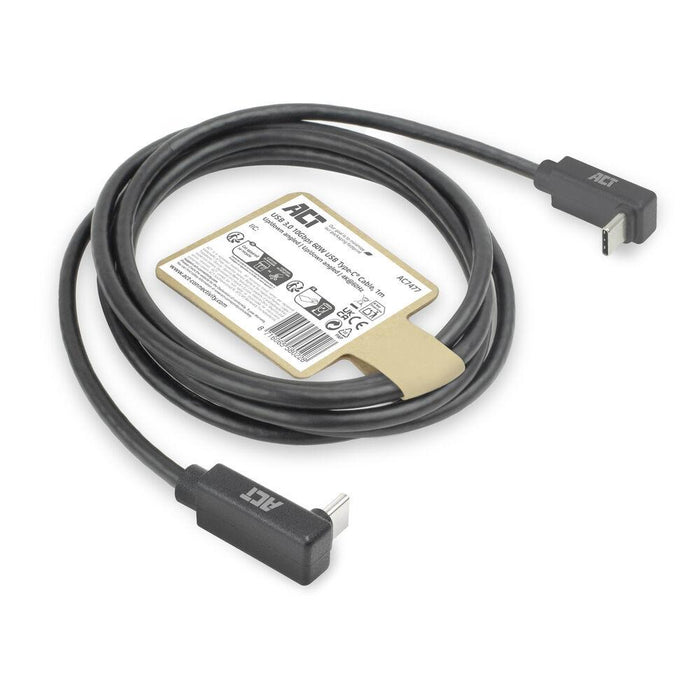 ACT Кабел USB-C 10Gbps, 60W, 1м, конектори на 90&deg; up/down angled