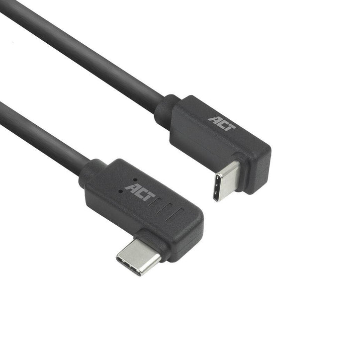 ACT Кабел USB-C - USB-C, 10Gbps, 60W, 1 m, конектори 90&deg; left/right, up/down angled