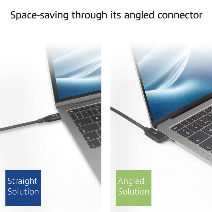 ACT Кабел USB-C - USB-C, 10Gbps, 60W, 1 m, конектори 90&deg; left/right, up/down angled