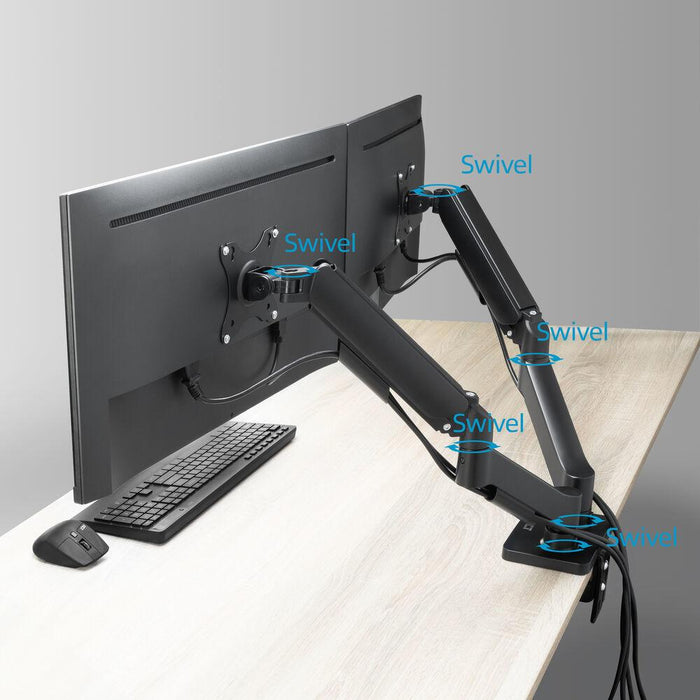 ACT Стойка за 2 бр. монитора за бюро AC8314, Регулируема, 17" - 34", 9 кг, газова пружина