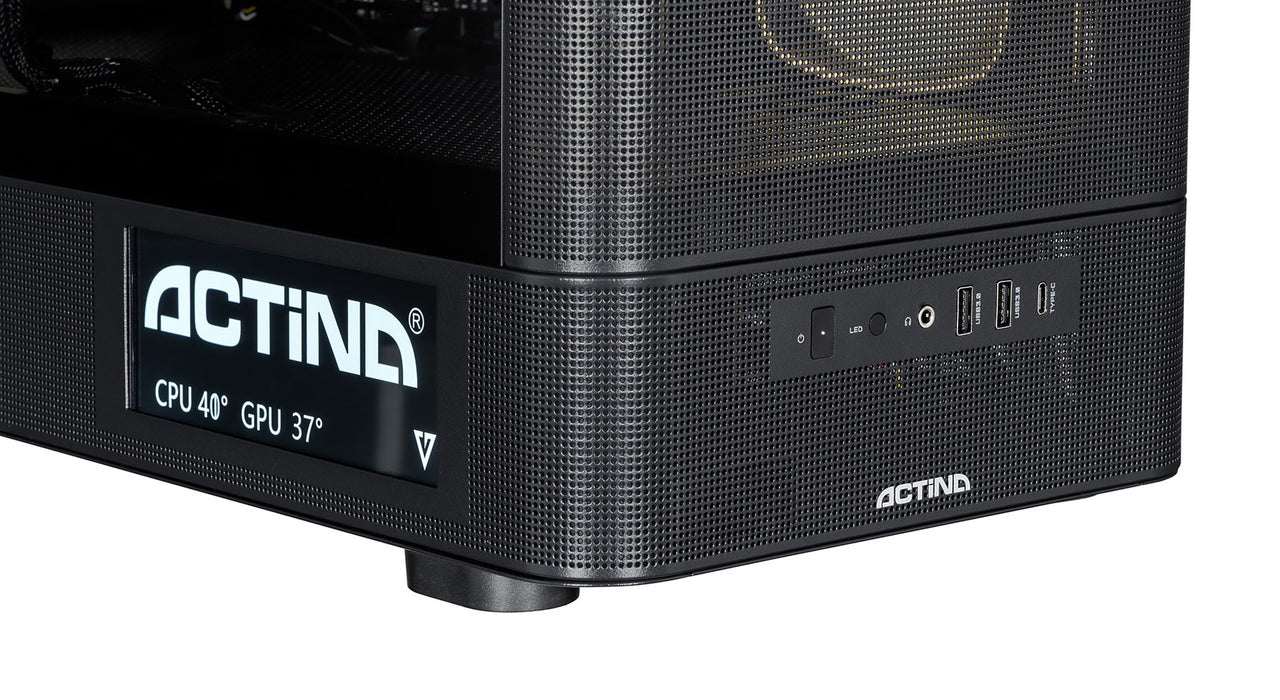 Actina 5901443440260 Персонален компютър AMD Ryzen™ 7 9850X3D 32 GB DDR5-SDRAM 2 TB SSD NVIDIA GeForce RTX 5090 Windows 11 Home Midi Tower Черен
