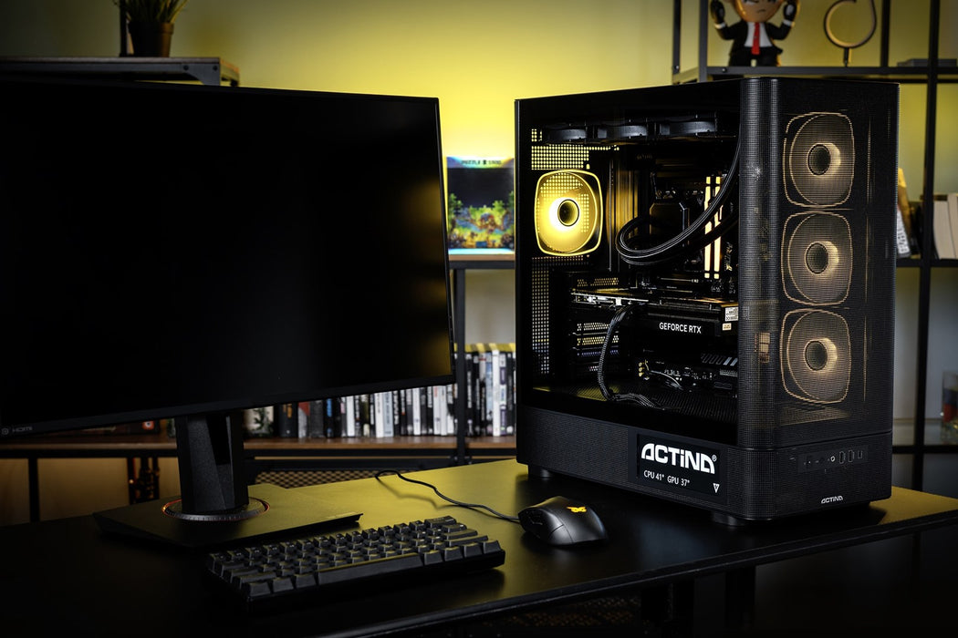 Actina 5901443440260 Персонален компютър AMD Ryzen™ 7 9850X3D 32 GB DDR5-SDRAM 2 TB SSD NVIDIA GeForce RTX 5090 Windows 11 Home Midi Tower Черен