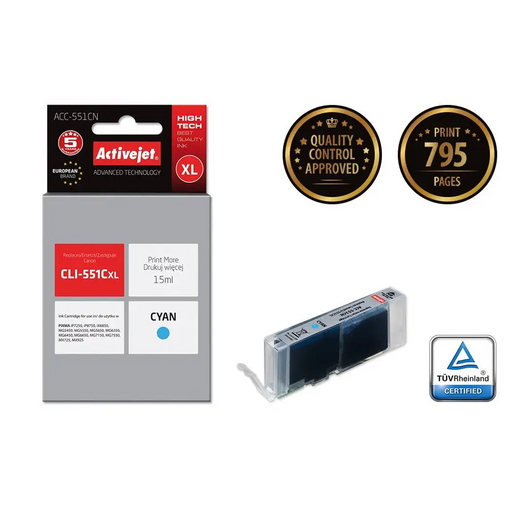 Activejet ACC-551CN касета с мастило (заместител за Canon