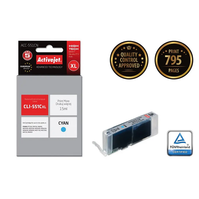 Activejet ACC-551CN касета с мастило (заместител за Canon