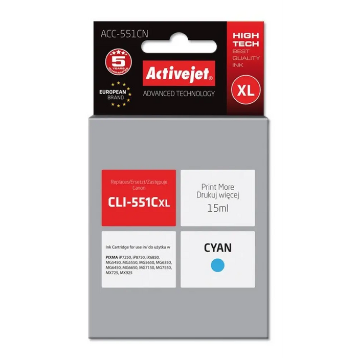 Activejet ACC-551CN касета с мастило (заместител за Canon