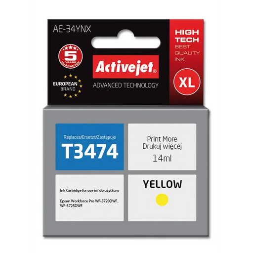 Activejet AE-34YNX касета с мастило (заместител за Epson