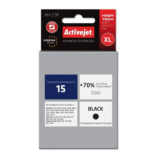 Activejet AH-15R Ink cartridge (Replacement for HP 15