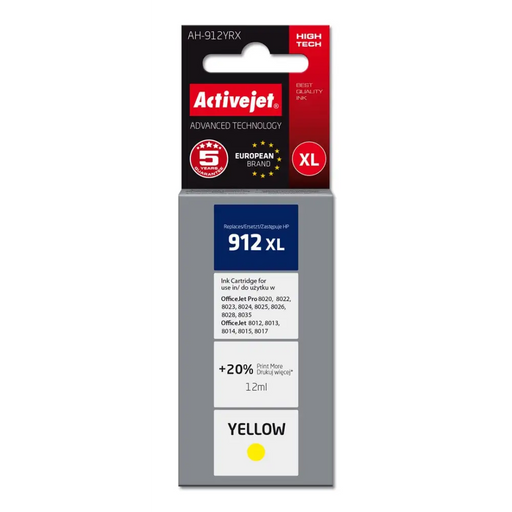 Activejet AH-912YRX Ink Cartridge (заместител за HP 912XL
