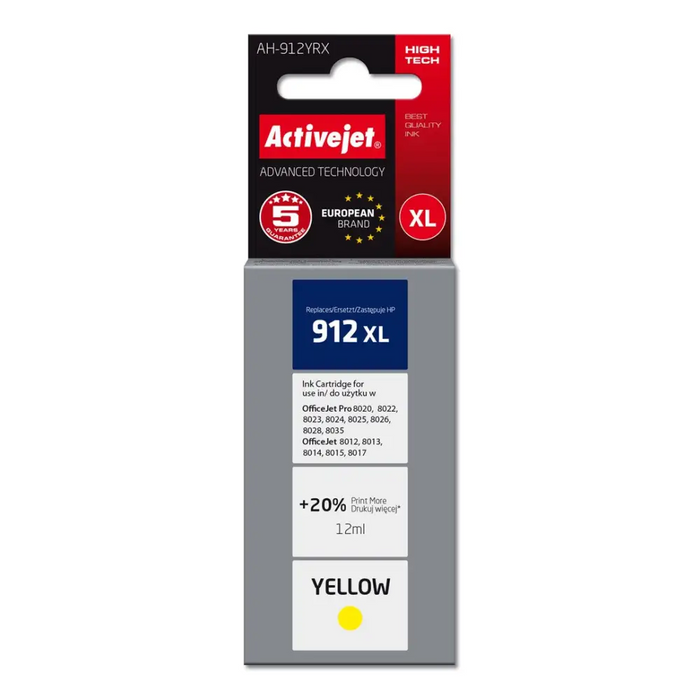 Activejet AH-912YRX Ink Cartridge (заместител за HP 912XL