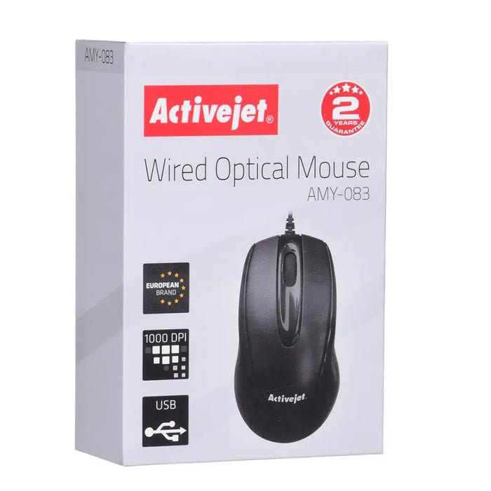 Activejet AMY-083 Мишка с кабел USB (оптична; 1000 DPI;