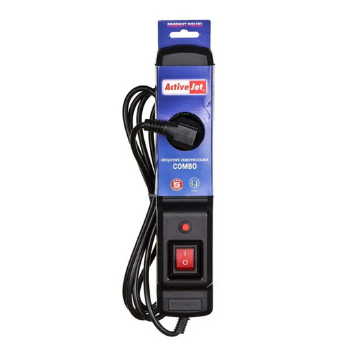 Activejet COMBO 3GN 3M черен разклонител с кабел