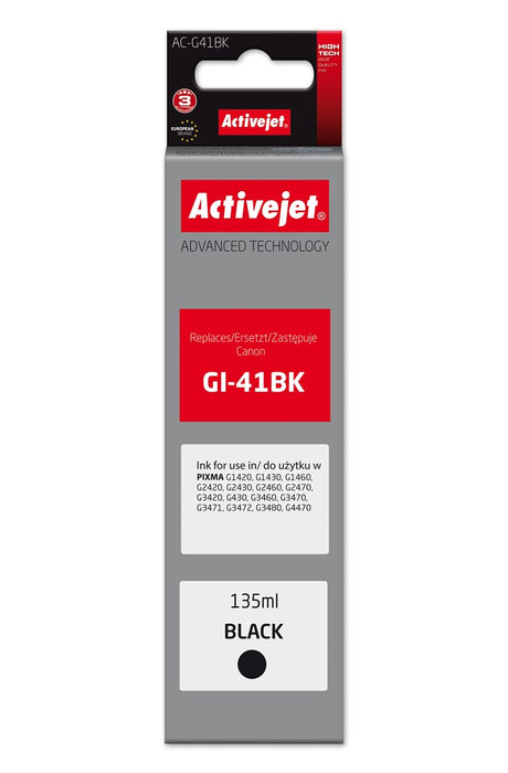 Мастило Activejet AC-G41Bk за принтери Canon, Резервна част за Canon GI-41BK 4528C001; Supreme; 135 мл; черно