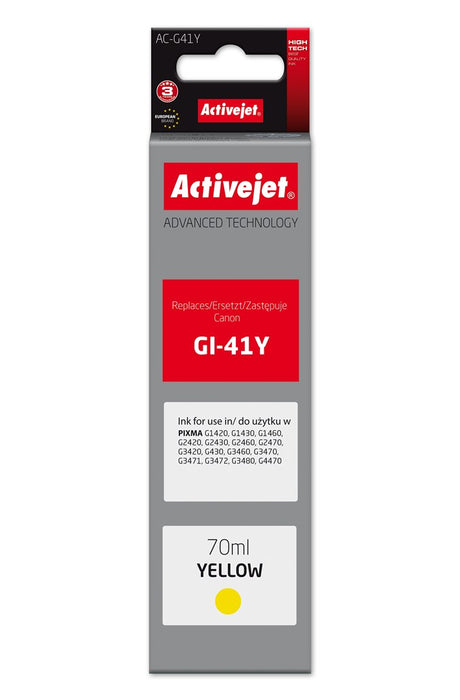 Мастило Activejet AC-G41Y за принтери Canon, Резервна част за Canon GI-41Y 4545C001; Supreme; 70 мл; жълто