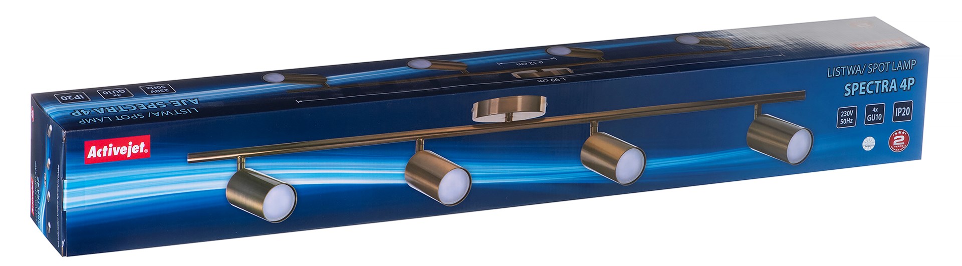 Activejet четворна златна плафониера SPECTRA лентов прожектор GU10 за хол