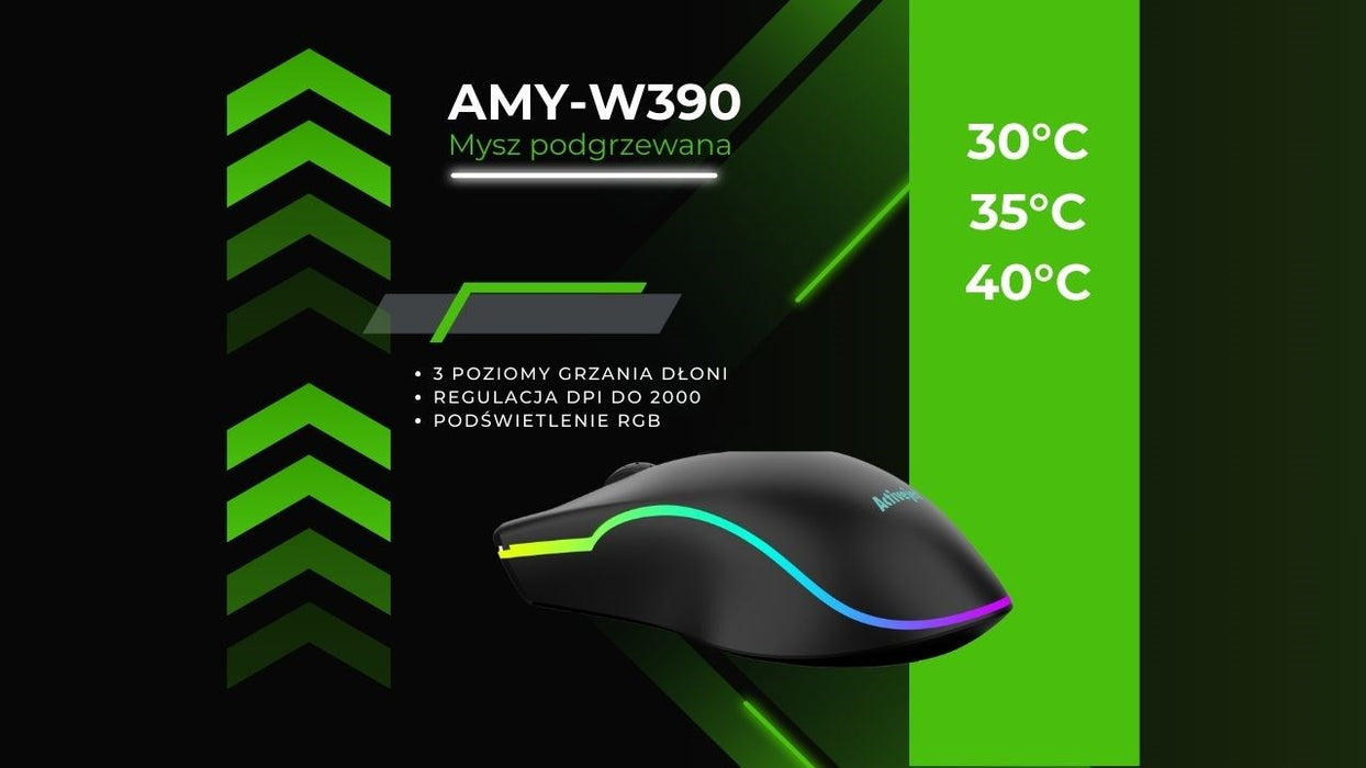Activejet AMY-W390 USB кабелна отопляема мишка