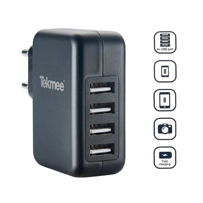 АДАПТЕР 4XUSB 5V/4.8A TEKMEE
