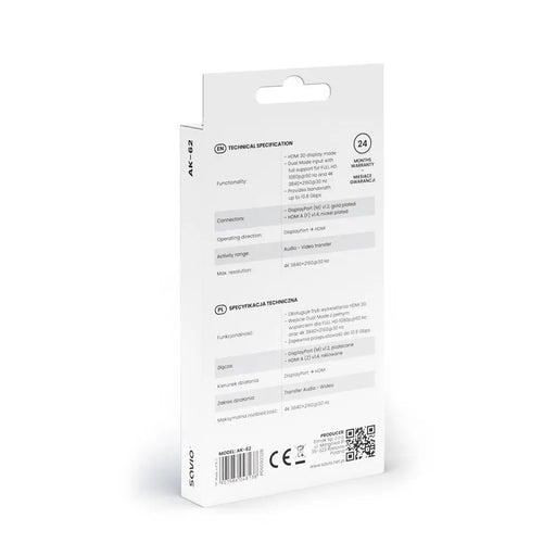 Адаптер Savio DisplayPort (M) v1.2 - HDMI A (F) v1.4 4K