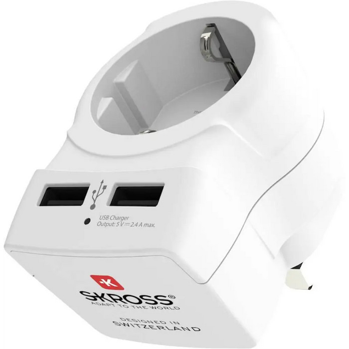 Адаптер SKROSS Europe to UK 1500280 USB Бял