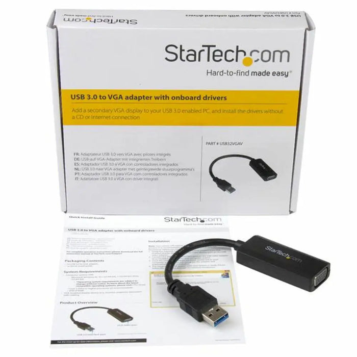 Адаптер за USB към Ethernet Startech USB32VGAV Черен